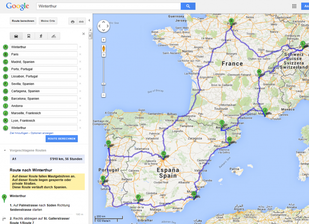 Autotour durch Frankreich, Spanien und Portugal